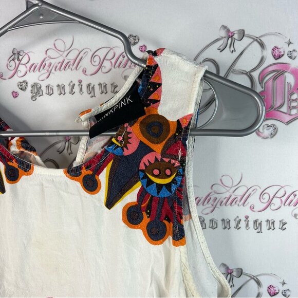 MINKPINK tank top cropped Aztec Multicolor Geometric Crop Top - Picture 5 of 10